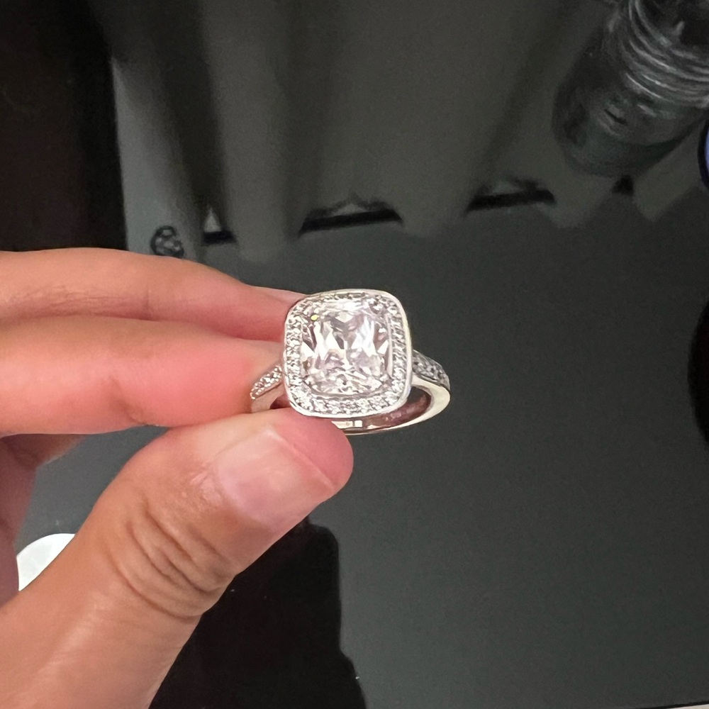 Elegant Silver Women's Ring with Diamonique stone
